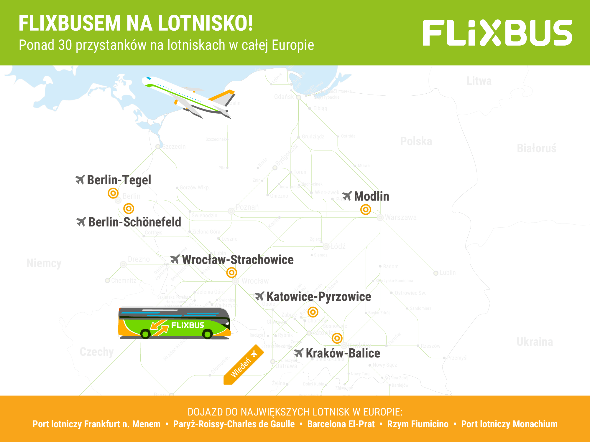 Ponad 30 lotnisk w europejskiej siatce FlixBusa